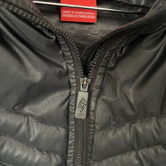 NIKE Down Puffer Vest Womens M Black Tech Full Zip Jacket Pockets Collar - Picture 11 of 13